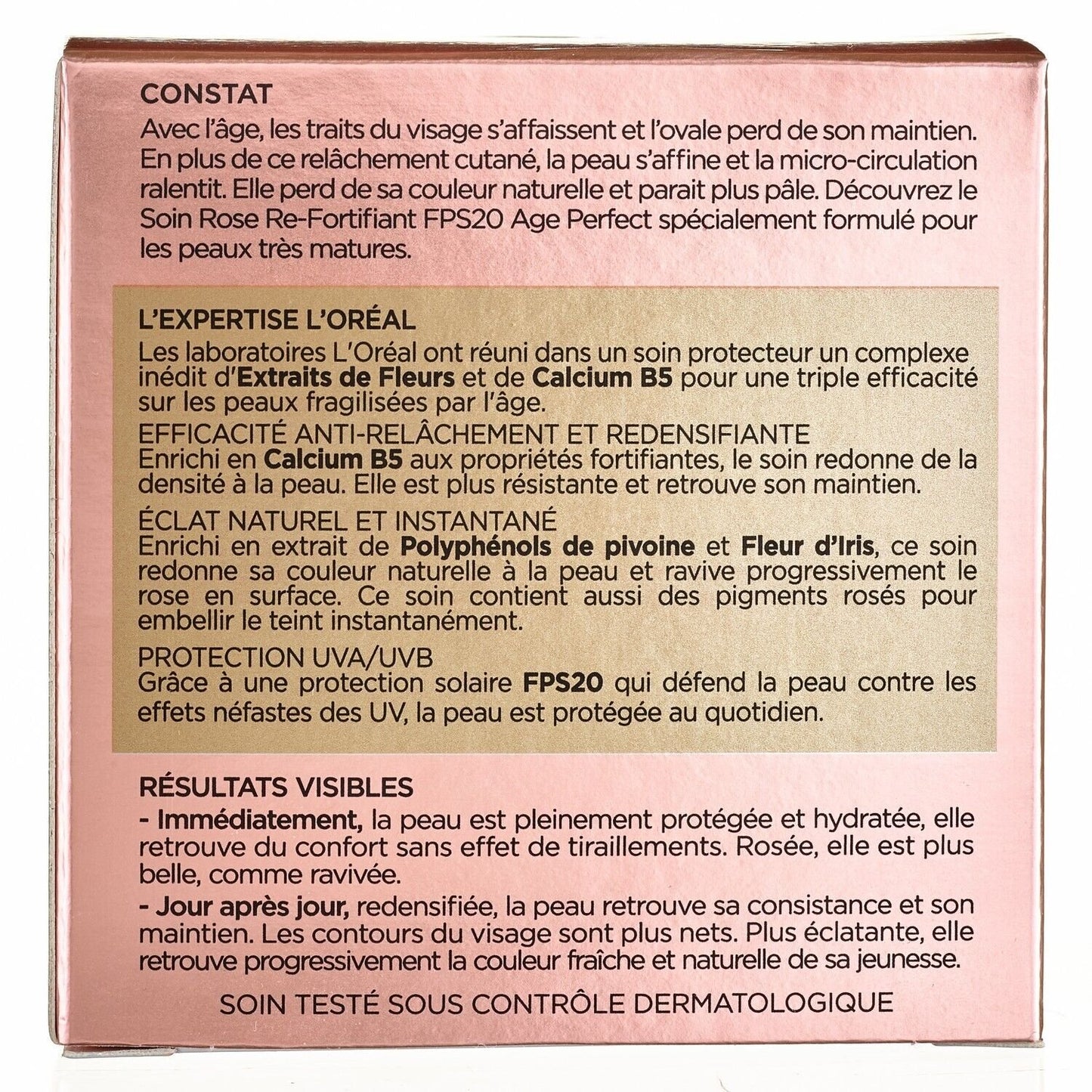Crème Anti-Âge Rose Re-Fortifiant Fps20 Age Perfect Golden Age L'OREAL PARIS