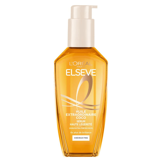 Huile Cheveux Sans Rinçage Coco Cheveux Normaux à Secs Elseve L'OREAL PARIS le flacon de 100mL