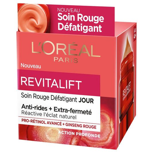Crème Visage Anti-Rides Rouge Défatiguant au Ginseng Revitalift L'OREAL PARIS