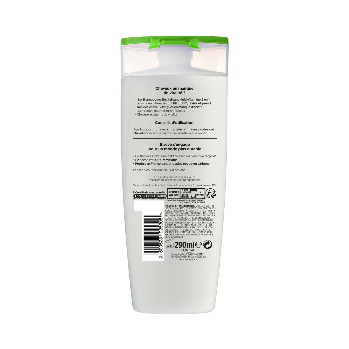 Shampoing 2en1 Vitalité Cheveux Normaux Multi-Vitaminé ELSEVE