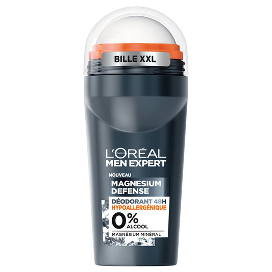 Déodorant Bille Homme Hypoallergénique 0% Alcool Magnesium Defense MEN EXPERT le roll-on