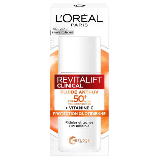 Fluide Anti-Uv Visage Vitamine C Fps 50+ Protection Quotidienne Revitalift Clinical L'OREAL PARIS le flacon de 50ml
