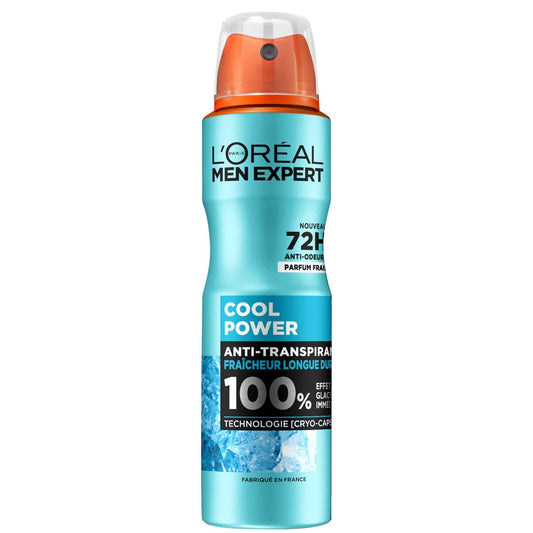 Déodorant Spray Homme Frais Cool Power 72h MEN EXPERT le flacon de 150mL