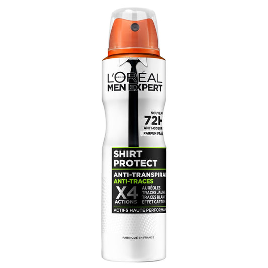 Déodorant Spray Homme Anti-Traces Shirt Protect 72h MEN EXPERT le flacon de 150mL