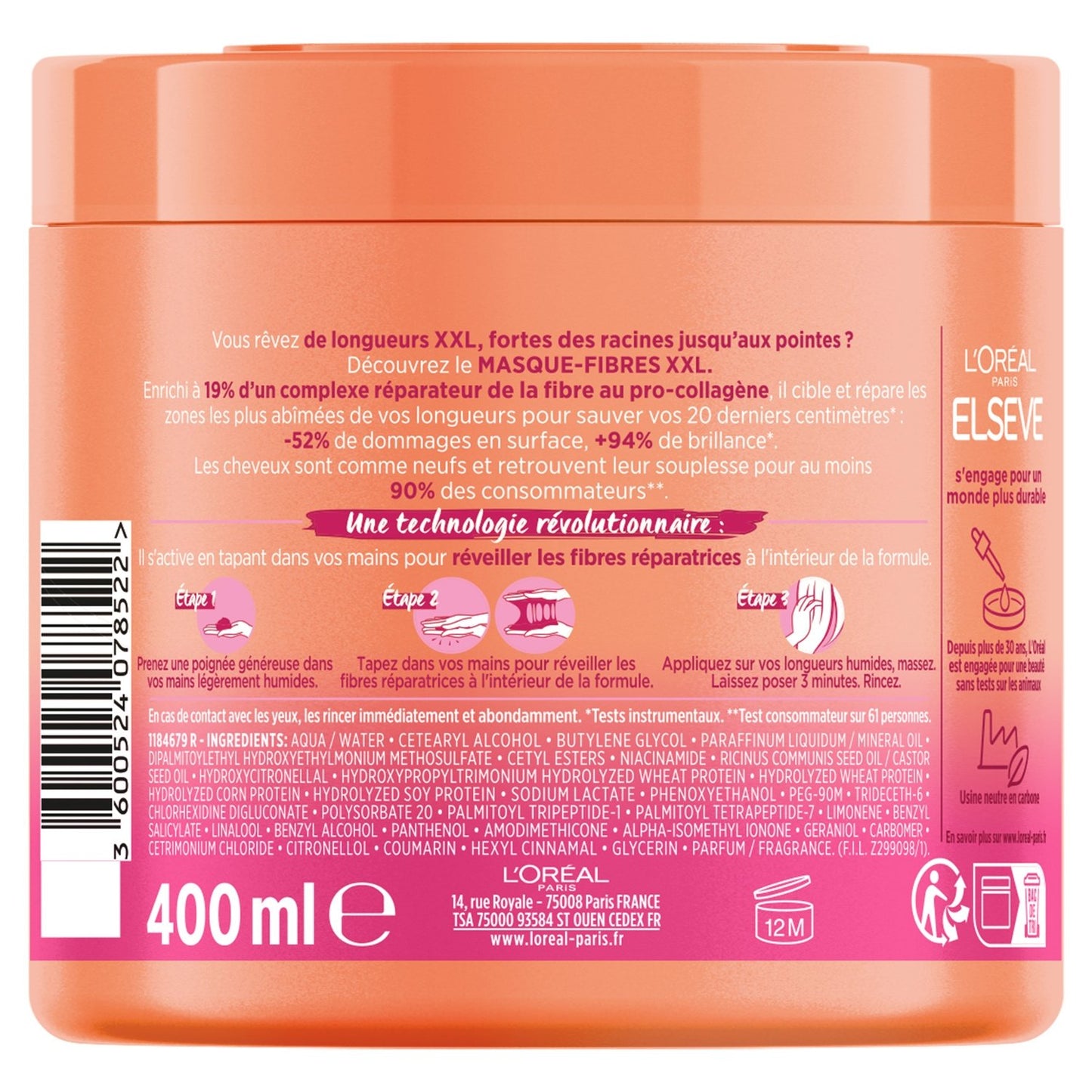 Masque Réparation Cheveux Longs Abîmés Pro-Collagène Elseve L'OREAL PARIS