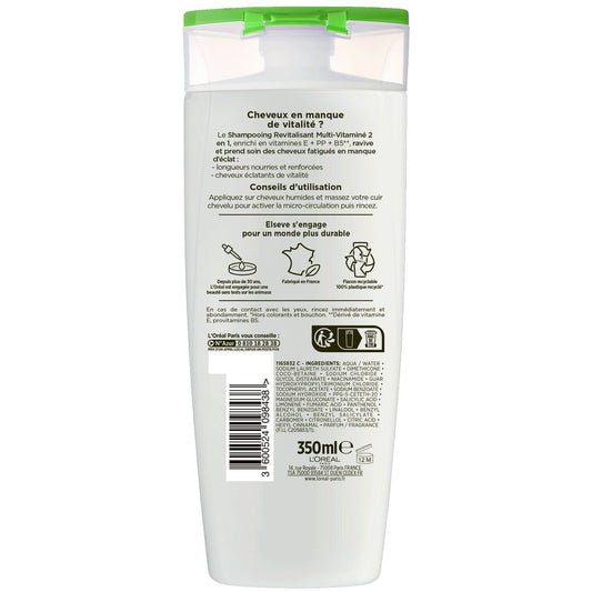 ELSEVE 2 in 1 Revitalizing Shampoo for Normal Hair Enriched with Vitamins
