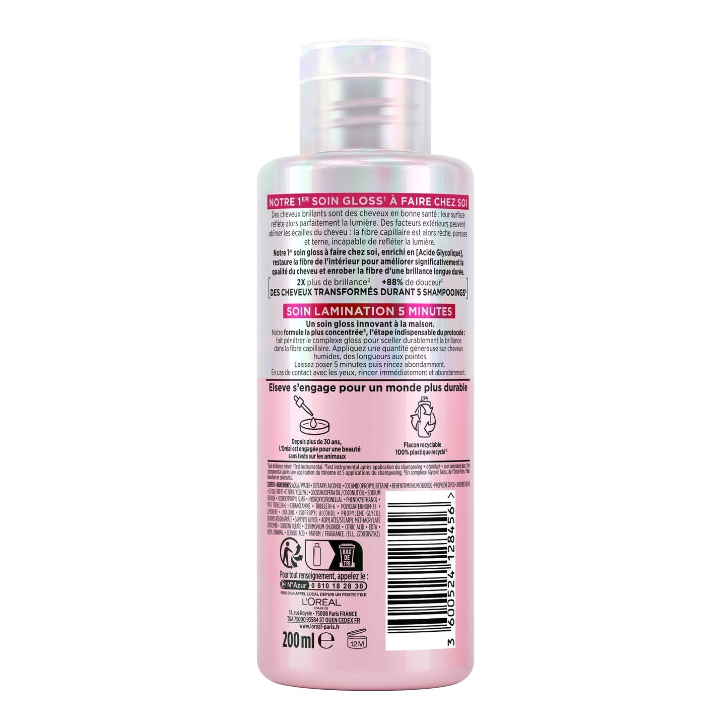 Soin Cheveux Gloss Lamination pour Cheveux Longs Ternes et Poreux Elseve L'OREAL PARIS