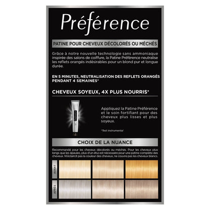 Coloration Permanente Blond Cendré 01 Soin Patine Post-Décoloration Neutralisation Longue Durée Préférence L'OREAL PARIS
