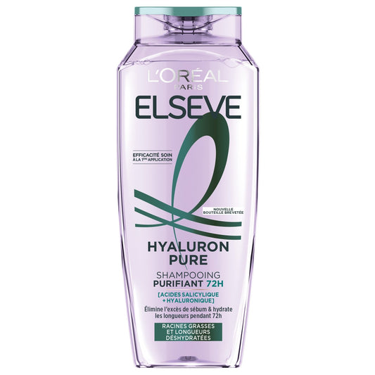Shampoing Purifiant Racines Grasses Longueurs Déshydratées Acide Hyaluronique et Acide Salicylique Elseve L'OREAL PARIS le flacon de 250mL