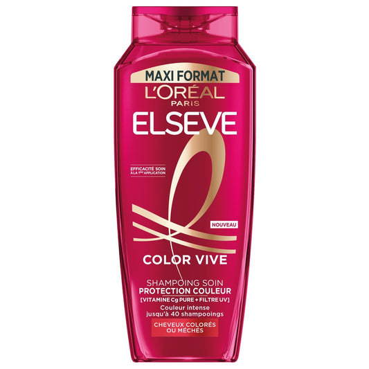 Shampoing Protection Couleur Cheveux Colorés Ou Méchés Vitamine Cg Filtre Uv Elseve L'OREAL PARIS le flacon de 500mL
