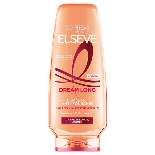 Après-Shampoing Démêlant Anti-Fourches Cheveux Longs Kératine Végétale et Huile de Ricin Elseve L'OREAL PARIS le flacon de 200mL