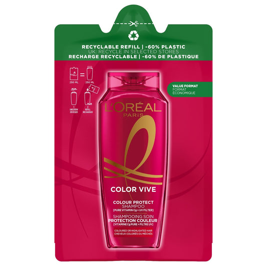 Shampoing Color Vive Protection Couleur Cheveux Colorés Elseve L'OREAL PARIS la recharge de 250mL