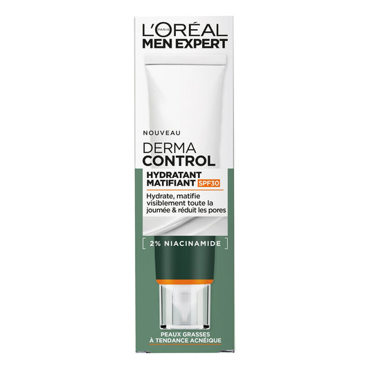 Soin Hydratant Visage Homme Matifiant Anti-Brillance Niacinamide Spf30 Derma Control Men Expert L'OREAL PARIS le flacon de 40mL