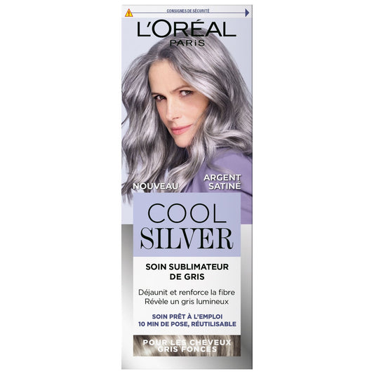 Coloration Capillaire Cool Silver  Argent Satiné  Soin Sublimateur de Gris L'OREAL PARIS le flacon