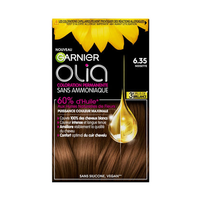 Coloration Permanente Sans Amoniaque 6. 35 Noisette Activée par l'Huile Olia GARNIER