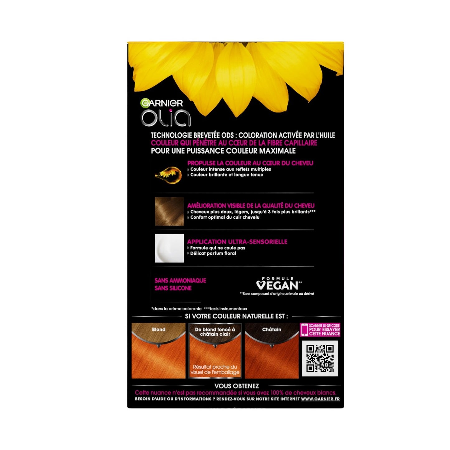 Coloration Permanente Sans Ammoniaque 7. 40 Cuivré Intense Olia GARNIER