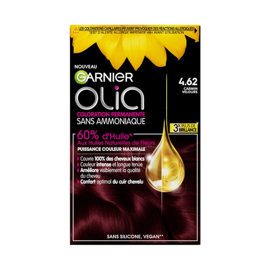 Coloration Permanente Sans Amoniaque 4. 62 Carmin Velours Olia GARNIER la boîte
