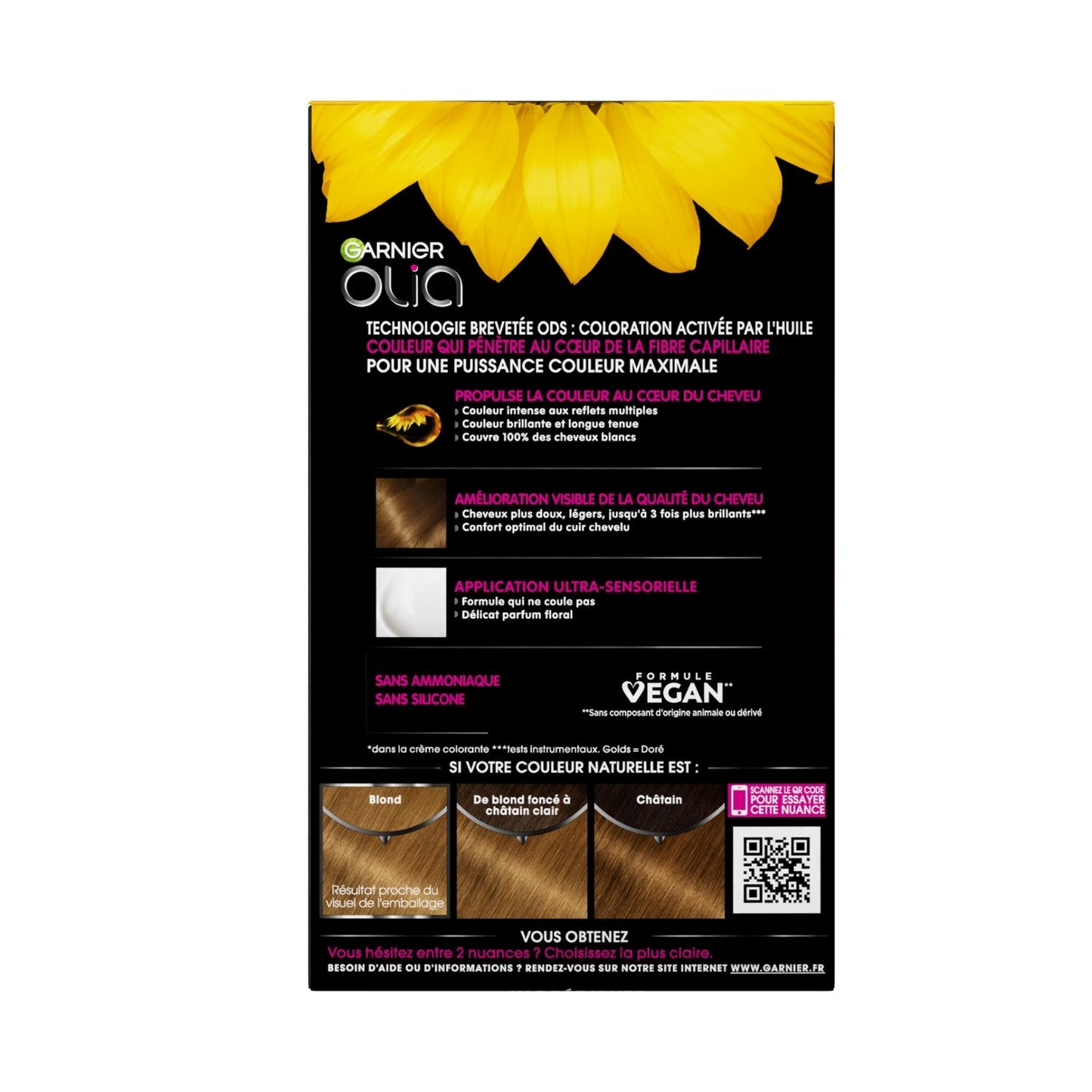 Coloration Permanente 7. 3 Blond Doré Sans Ammoniaque Activée par l'Huile Olia GARNIER