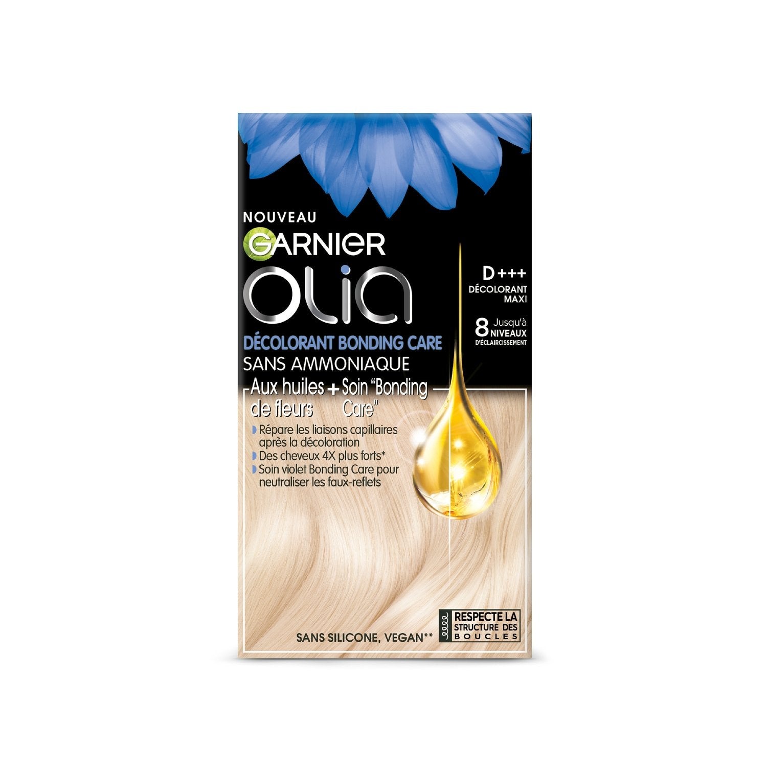 Coloration Maxi Sans Amoniaque Eclaircissement 8 Tons Olia GARNIER la boîte