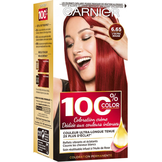 Coloration Cheveux Permanente 6.65 Ultra Rouge 100% COLOR