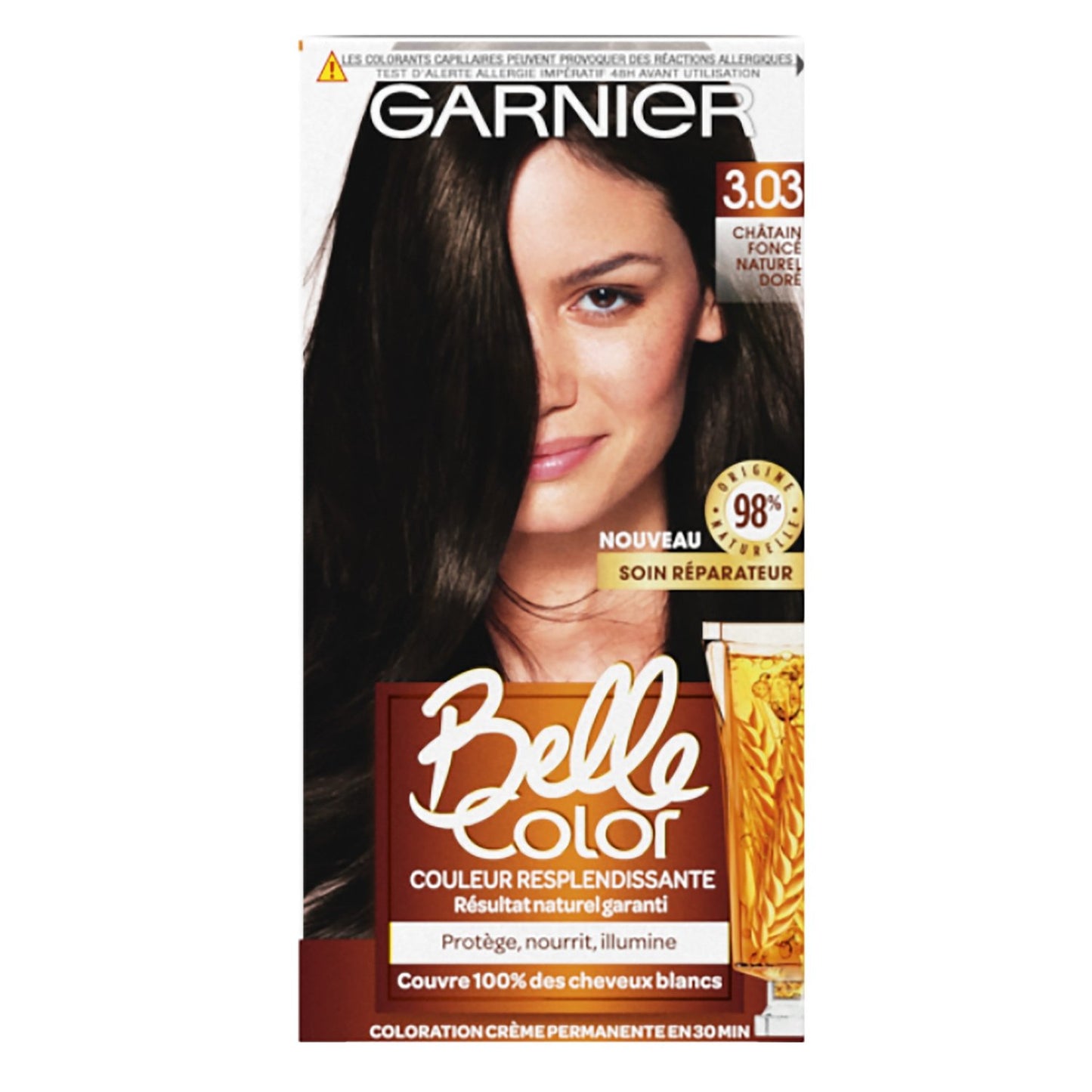 Permanent Hair Color 3.03 Natural Dark Brown Golden BELLE COLOR