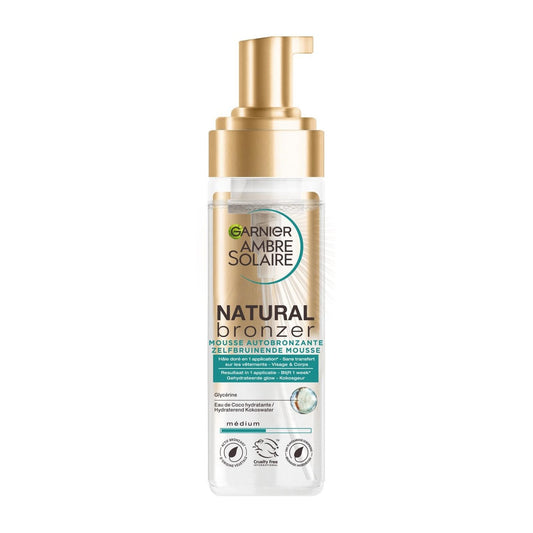 Autobronzant Mousse Corps Visage Hâle Naturel Hydratant Eau de Coco Natural Bronzer AMBRE SOLAIRE le spray de 200mL