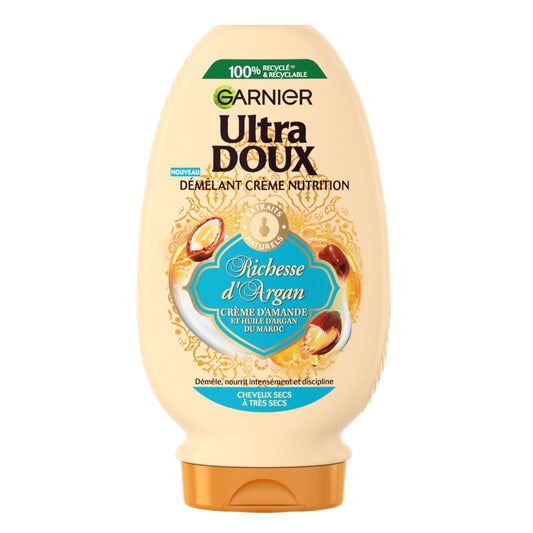 Après-Shampoing Démélant Crème Nutrition Cheveux Secs à Très Secs Crème d'Amande et Huile d'Argan du Maroc GARNIER le flacon de 200mL