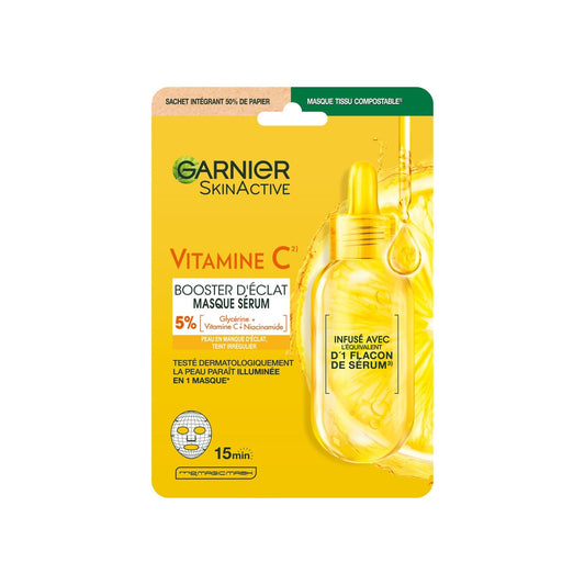 Masque Visage Tissu Vitamine C Booster d'Eclat Skinactive GARNIER le masque tissu