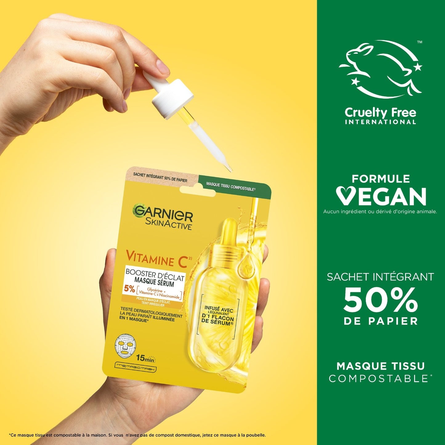 Masque Visage Tissu Vitamine C Booster d'Eclat Skinactive GARNIER