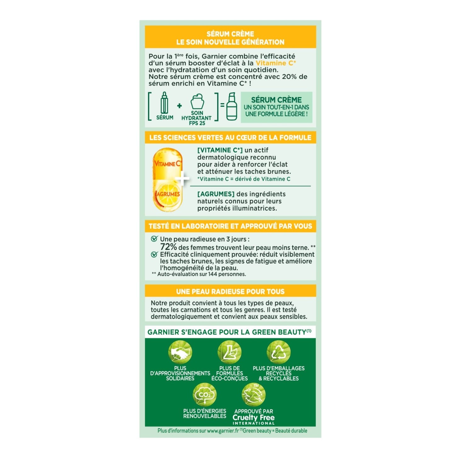Sérum Visage 2 en 1 Vitamine C Booster d'Eclat GARNIER