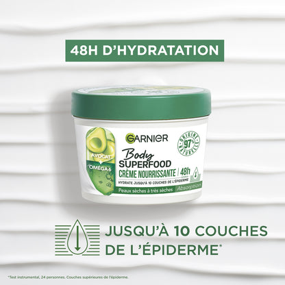 GARNIER Body Super Food Nourishing and Repairing Avocado Body Cream for Dry and Very Dry Skin