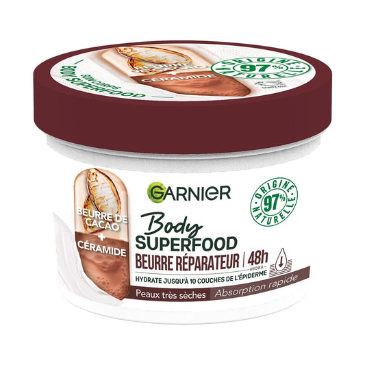 Crème Corps Peau Très Sèche Réparatrice Superfood Cacao GARNIER le pot de 380mL