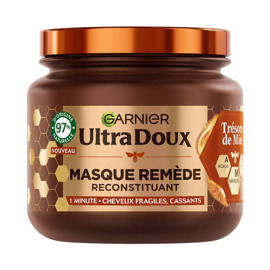 Masque Remède Reconstituant Cheveux Fragiles Trésors de Miel Ultra Doux GARNIER le pot de 340mL