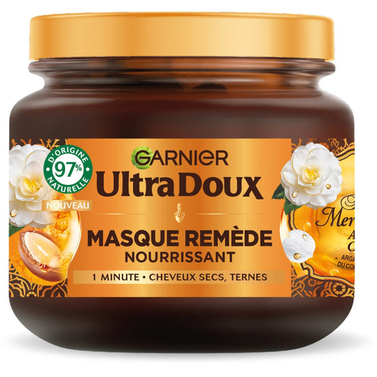 Masque Nourrissant Cheveux Secs Argan Camélia Ultra Doux GARNIER le pot de 340mL