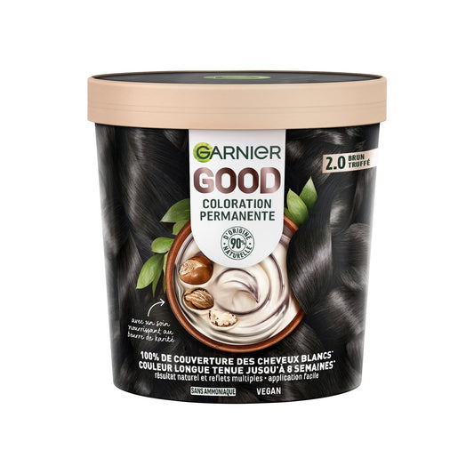 Coloration Permanente 2. 0 Brun Truffé Sans Amoniaque Couvre 100% Cheveux Blancs Good GARNIER la boite