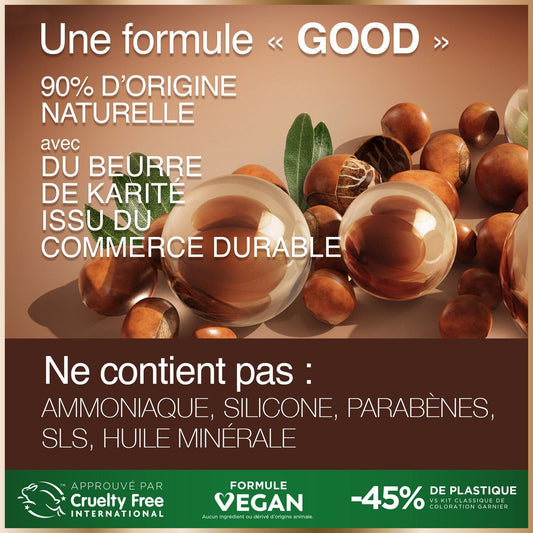 Coloration 6. 6 Rouge Grenade Sans Ammoniaque Couvre 100% Cheveux Blancs Vegan Good GARNIER