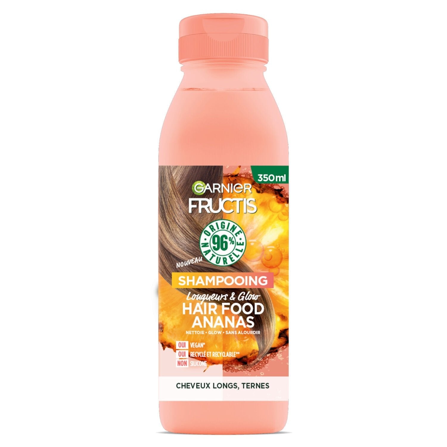 Shampoing Longueurs et Glow Cheveux Longs Ternes Ananas Vegan GARNIER le flacon de 350mL