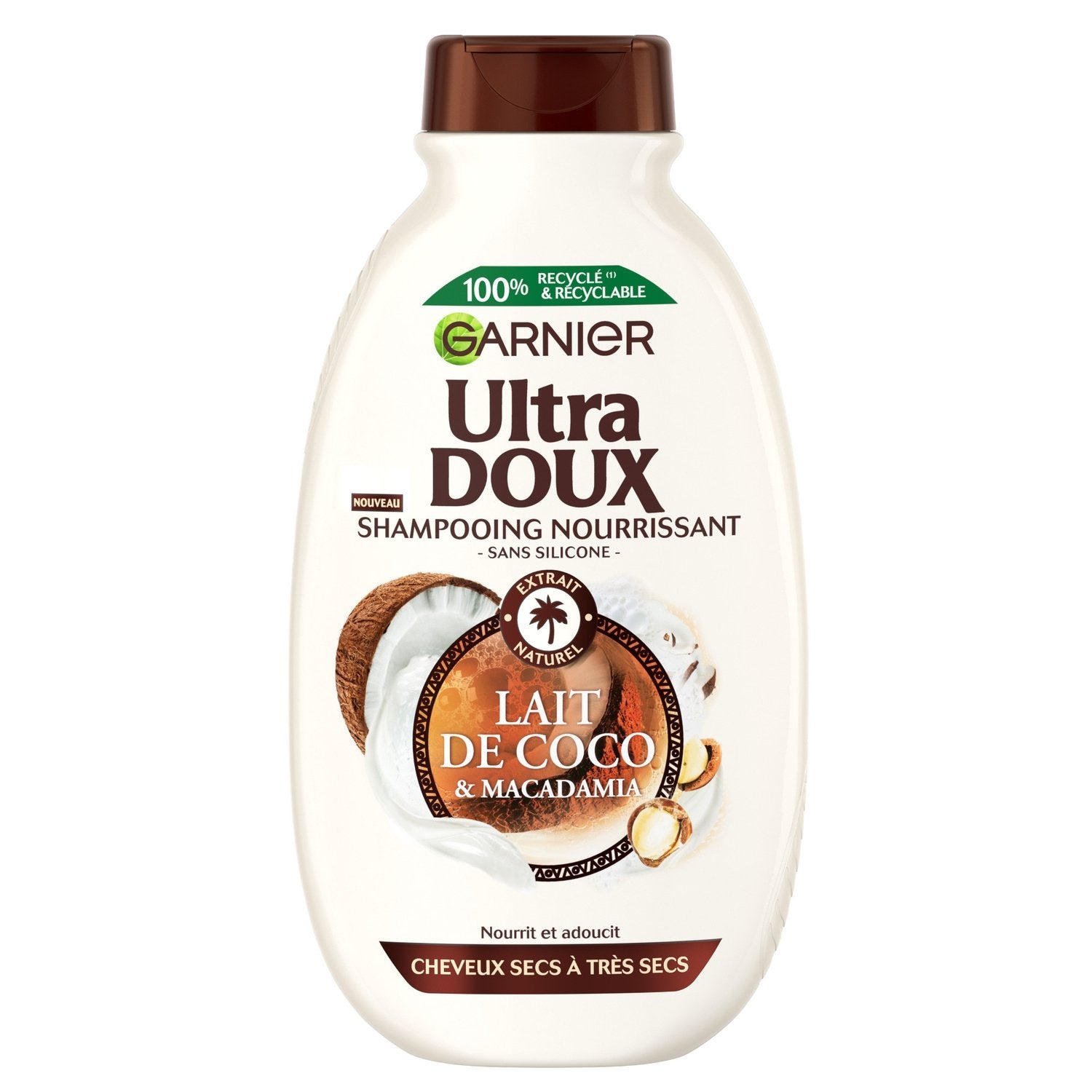 Shampoing Nourrissant Cheveux Secs à Très Secs Lait de Coco et Macadamia Ultra Doux GARNIER le flacon de 300mL