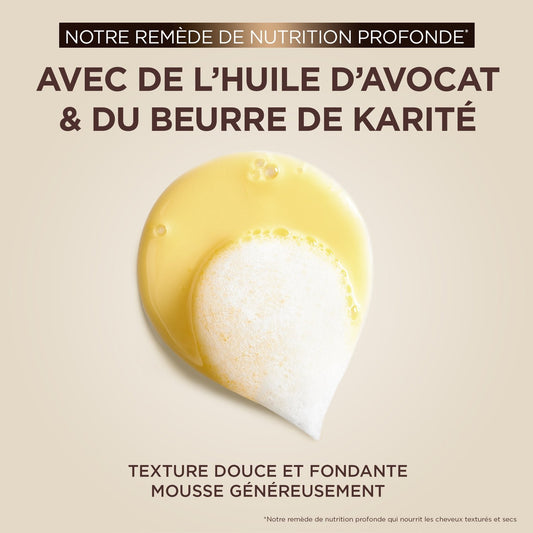 Shampoing Nutrition Intense Cheveux Bouclés à Frisés Huile d'Avocat et Beurre de Karité Ultra Doux GARNIER