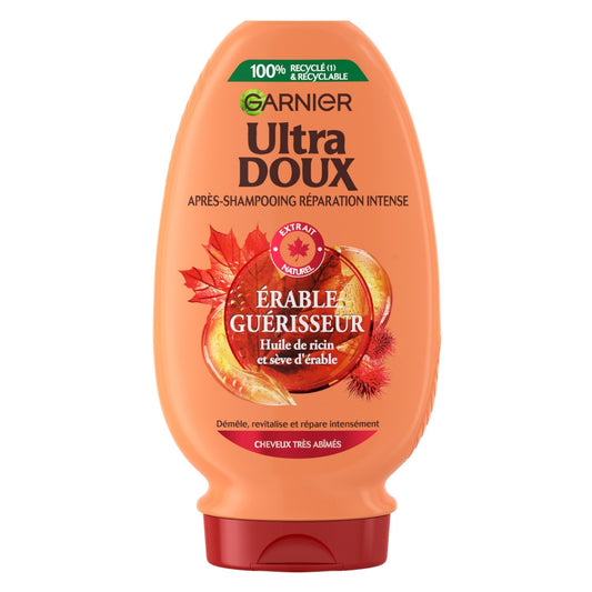 Après-Shampoing Réparation Intense Cheveux Très Abîmés Huile de Ricin et Sève d'Érable Sans Paraben Ultra Doux GARNIER le flacon de 250mL