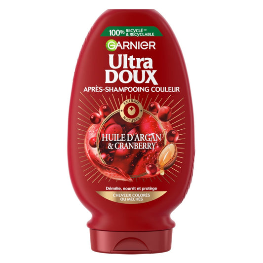 Après-Shampoing Cheveux Colorés Huile d'Argan et Cranberry Sans Silicone Ultra Doux GARNIER le flacon de 250mL