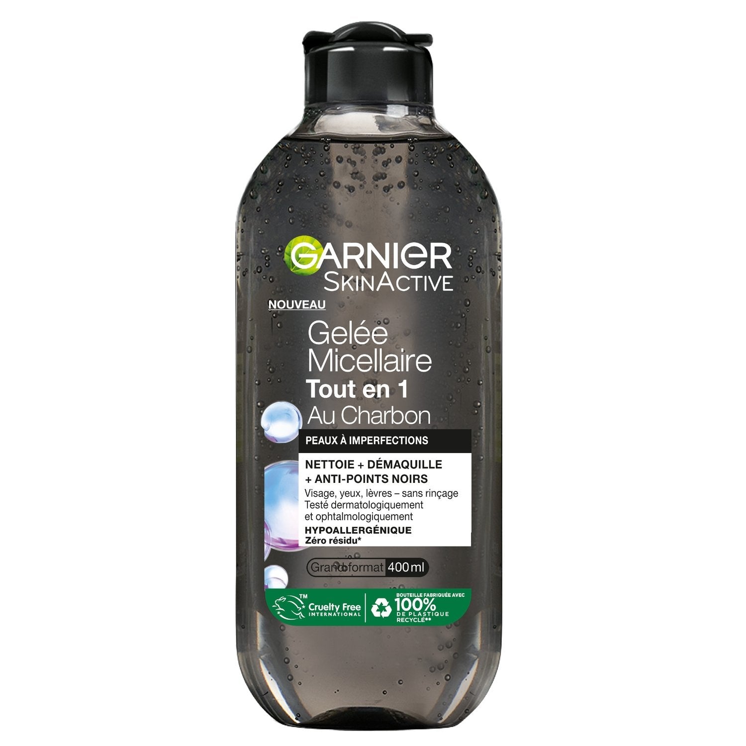 Démaquillant Gellée Micellaire au Charbon Skinactive GARNIER le flacon de 400mL