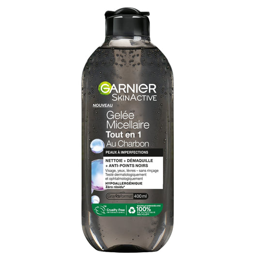 Démaquillant Gellée Micellaire au Charbon Skinactive GARNIER le flacon de 400mL
