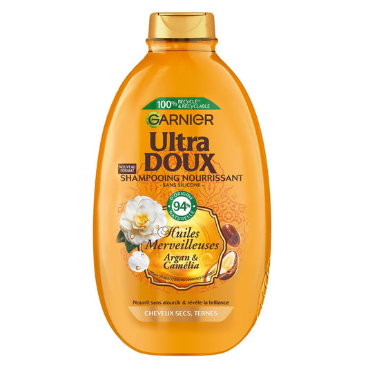GARNIER Ultra Gentle Shampoo for Dry and Dull Hair with Argan and Camellia Oils