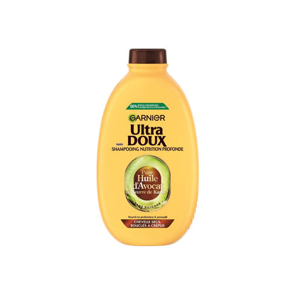 GARNIER Ultra Gentle Nourishing Shampoo for Curly to Frizzy Hair with Avocado Oil and Shea Butter