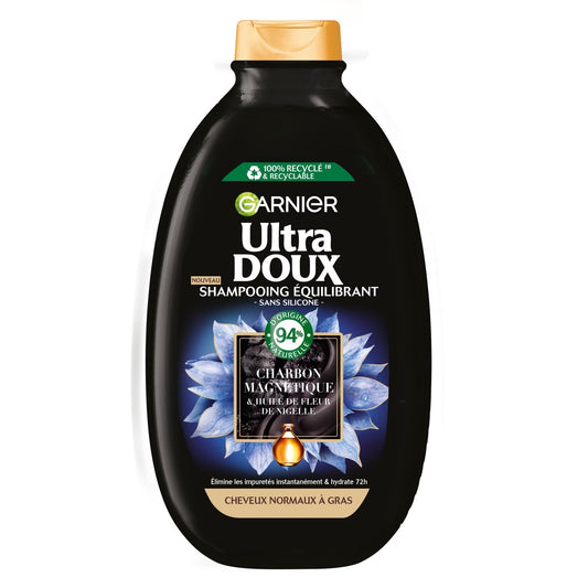 Balancing Shampoo for Normal to Oily Hair with Magnetic Charcoal and Ultra-Gentle Black Cumin Flower Oil GARNIER