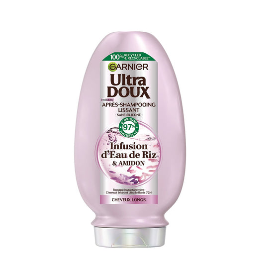 Après-Shampoing Lissant Démélant Cheveux Longs Infusion d'Eau de Riz & Amidon Sans Silicone Ultra Doux GARNIER le flacon de 200mL