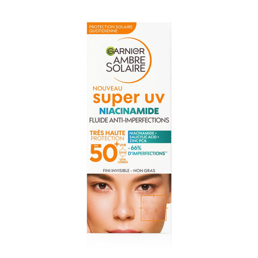 Crème Solaire Fluide Visage Spf 50+ Anti-Imperfections Niacinamide GARNIER le flacon de 40mL