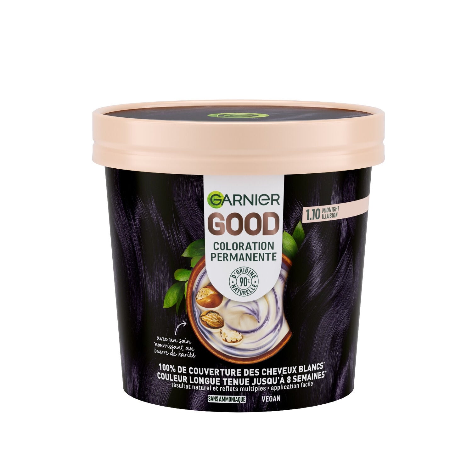 Coloration 1.10 Illusion Minuit Sans Ammoniaque Couvre 100% Cheveux Blancs Good GARNIER 
