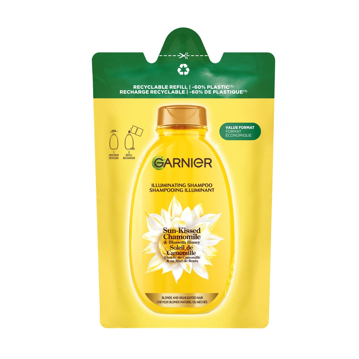 Shampoing Illuminant pour Cheveux normaux Camomille et miel de fleurs ULTRA DOUX 